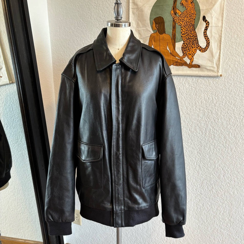 Leather flight jacket